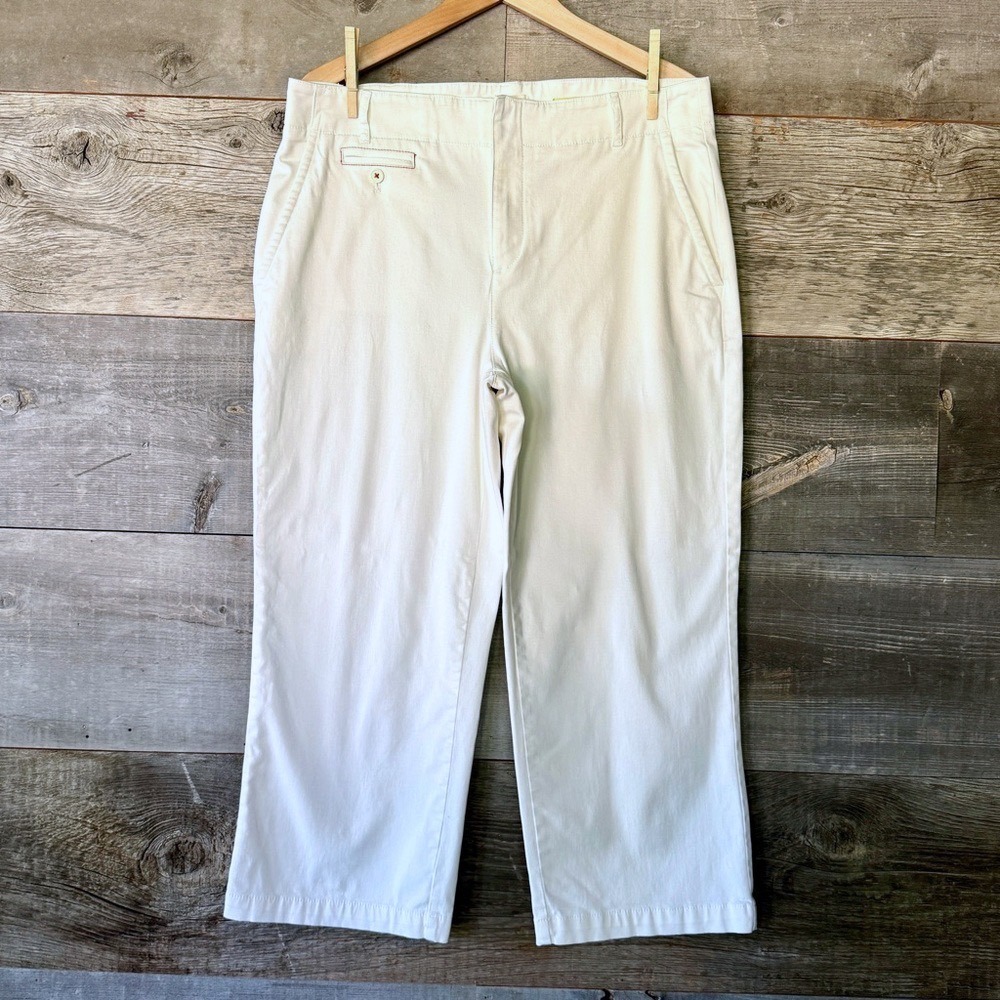 Maeve by Anthropologie Cropped Chino Pants 8 White Pockets Summer Vacation Beach